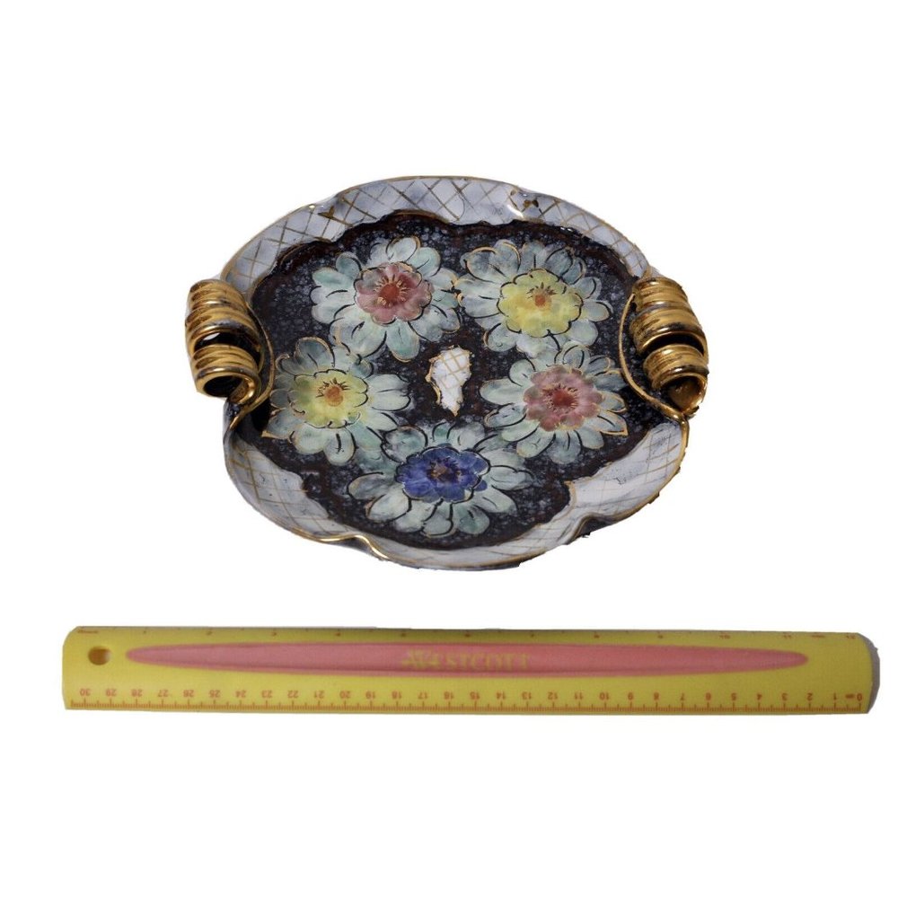 Antique Flower Dish From Italy 14-22 9" Round